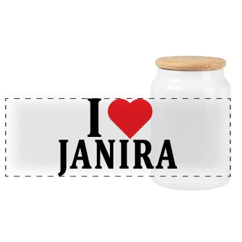 t-shirt J’aime Janira t-shirt cadeau - Boîte à biscuits avec couvercle en bois - blanc - Devant