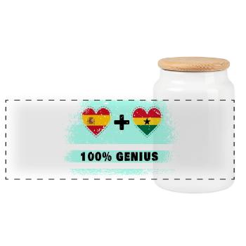 L’Espagne et le Ghana drapeaux 100 % géniaux - Boîte à biscuits avec couvercle en bois - blanc - Devant