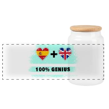 L’Espagne et la Grande-Bretagne draguent 100% génie - Boîte à biscuits avec couvercle en bois - blanc - Devant