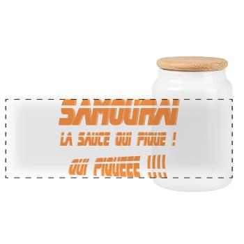 Samourai la sauce qui pique - Boîte à biscuits avec couvercle en bois - blanc - Devant