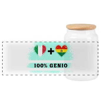 Italie et Bolivie 100% drapeau de génie - Boîte à biscuits avec couvercle en bois - blanc - Devant