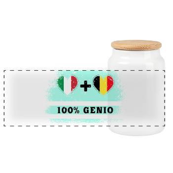 Italy and Belgium 100% genius flag - Panoramic Cookie Jar with Wooden Lid - white - Front