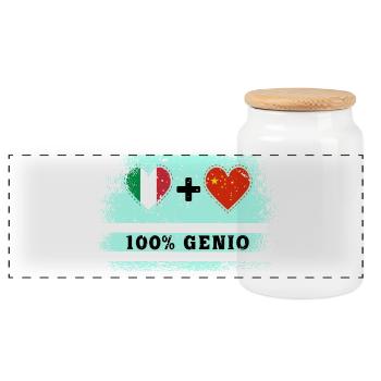 Italien und China 100% geniale Flagge - Panorama Keksdose mit Holzdeckel - Weiß - Vorne