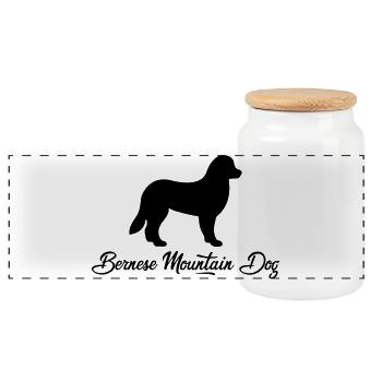 Bernese Mountain Dog - Panoramic Cookie Jar with Wooden Lid - white - Front