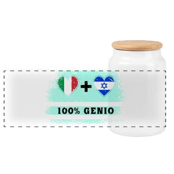 Italy and Israel 100% genius flag - Panoramic Cookie Jar with Wooden Lid - white - Front