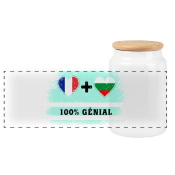 France et Bulgarie Drapeau 100% génial - Boîte à biscuits avec couvercle en bois - blanc - Devant