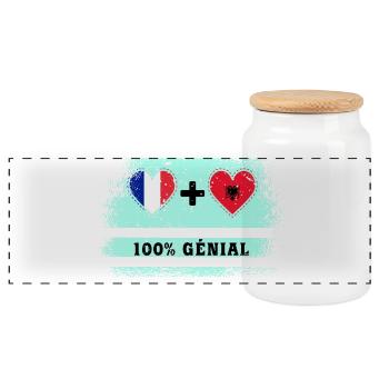 Flagge Frankreich und Albanien 100% genial - Panorama Keksdose mit Holzdeckel - Weiß - Vorne
