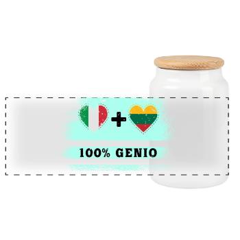 Italy and Lithuania 100% genius flag - Panoramic Cookie Jar with Wooden Lid - white - Front