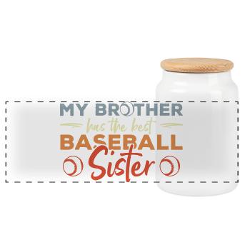 Baseballspieler Schwester - Panorama Keksdose mit Holzdeckel - Weiß - Vorne