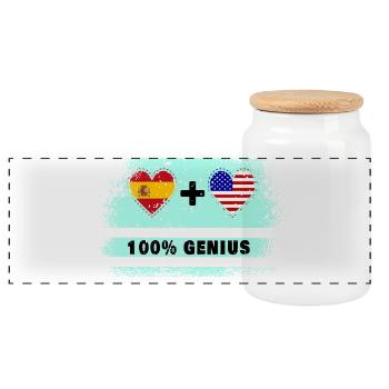 L’Espagne et les États-Unis drasent 100% génie - Boîte à biscuits avec couvercle en bois - blanc - Devant