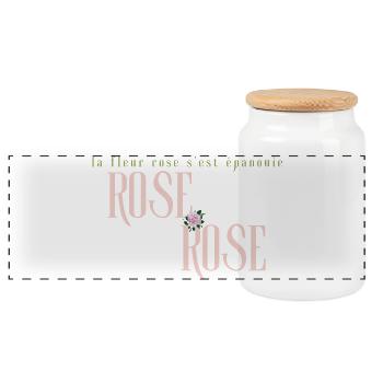 Rose Bloom Typography in Pastel Pink - Panoramic Cookie Jar with Wooden Lid - white - Front