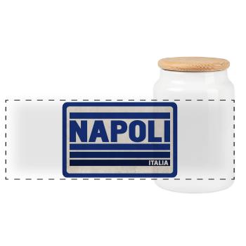 Napoli Vintage Schild Italien - Panorama Keksdose mit Holzdeckel - Weiß - Vorne