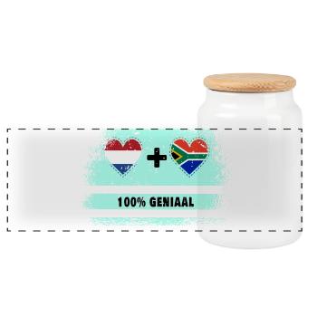 L’Afrique du Sud et les Pays-Bas 100% Genius flag - Boîte à biscuits avec couvercle en bois - blanc - Devant