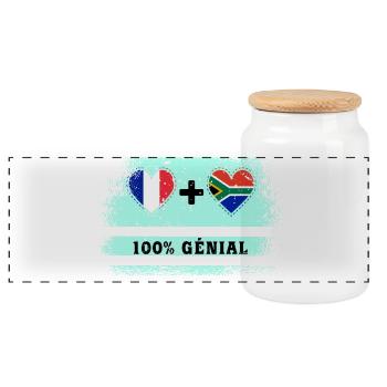 France et Afrique du Sud 100% génial - Boîte à biscuits avec couvercle en bois - blanc - Devant