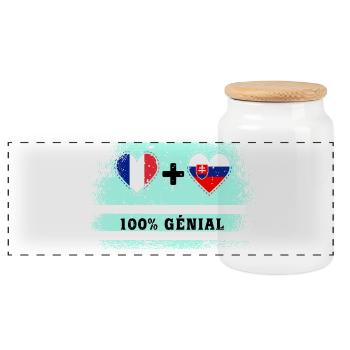 France et Slovaquie Drapeau 100% génial - Boîte à biscuits avec couvercle en bois - blanc - Devant