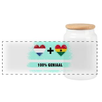 Ghana and the Netherlands 100% Genius flag - Panoramic Cookie Jar with Wooden Lid - white - Front