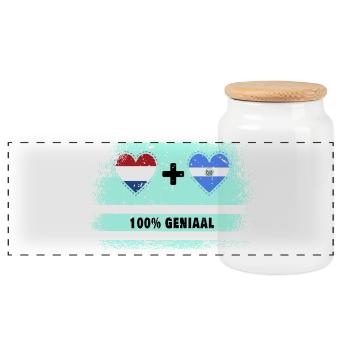 El Salvador and the Netherlands 100% Genius flag - Panoramic Cookie Jar with Wooden Lid - white - Front