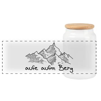 aufe aufm Berg - raufe auf den Berg, dialecte - Boîte à biscuits avec couvercle en bois - blanc - Devant