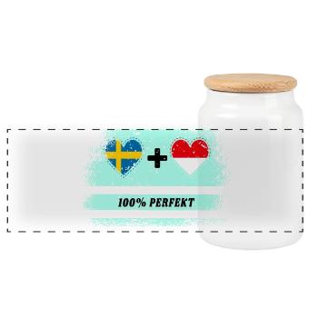 Indonesien und Schweden 100% perfekt / Geschenk - Panorama Keksdose mit Holzdeckel - Weiß - Vorne
