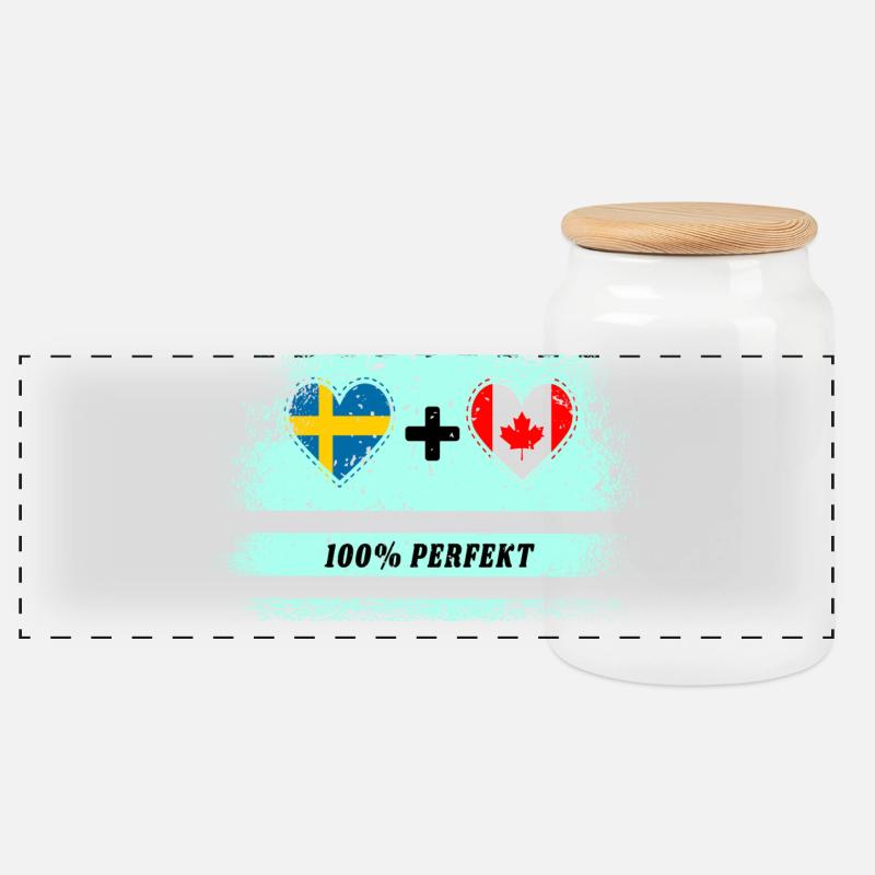 Kanada & Schweden 100% perfekt / Geschenk - Panorama Keksdose mit Holzdeckel - Weiß