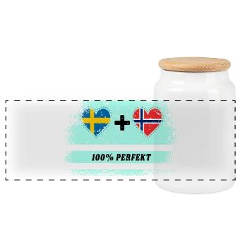 Norvège et Suède 100% Parfait / Cadeau - Boîte à biscuits avec couvercle en bois - blanc - Devant