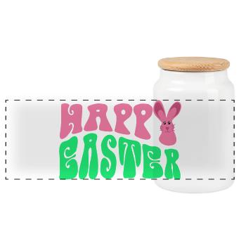 Frohe Ostern - Happy Easter - Panorama Keksdose mit Holzdeckel - Weiß - Vorne