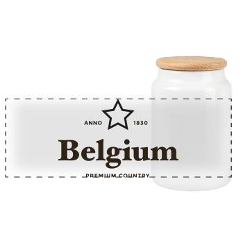 belgium PREMIUM COUNTRY - Panoramic Cookie Jar with Wooden Lid - white - Front
