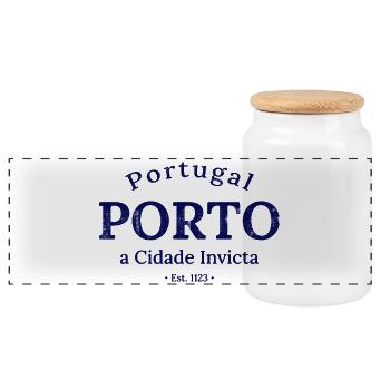 Porto a Cidade Invicta Est 1123 - Boîte à biscuits avec couvercle en bois - blanc - Devant