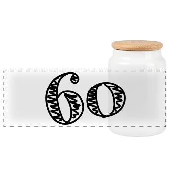 60. 60 ANS. 60e ANNIVERSAIRE. ANNIVERSAIRE 60 ANS. - Boîte à biscuits avec couvercle en bois - blanc - Devant