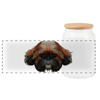 schoßhunde, shih tzu - Panorama Keksdose mit Holzdeckel - Weiß - Vorne