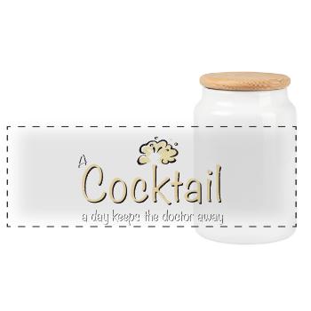 a cocktail a day TYPO  - Panorama Keksdose mit Holzdeckel - Weiß - Vorne