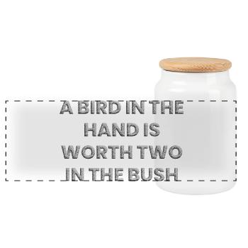 Sayings 7 - Panoramic Cookie Jar with Wooden Lid - white - Front
