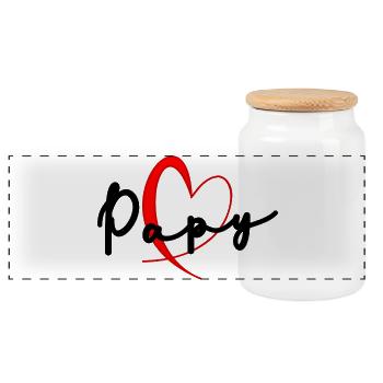 GRANDPA. FATHER'S DAY. HAPPY GRANDPA'S DAY. I LOVE YOU. - Panoramic Cookie Jar with Wooden Lid - white - Front
