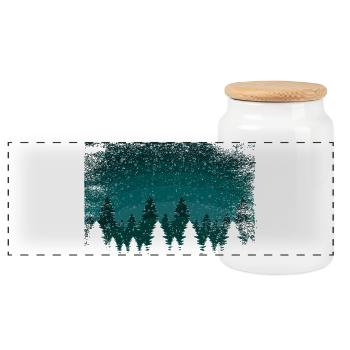 Chutes de neige sapins | Snowland avec zone transparente - Boîte à biscuits avec couvercle en bois - blanc - Devant