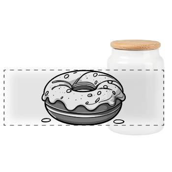 Donut - black - Panoramic Cookie Jar with Wooden Lid - white - Front