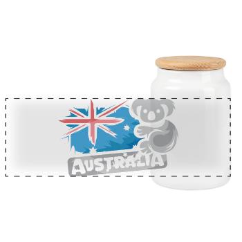 Australia Koala Comic Bear Nature Animal Logo Cartoon - Panoramic Cookie Jar with Wooden Lid - white - Front