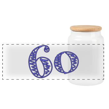 HAPPY BIRTHDAY. HAPPY BIRTHDAY. ANNIVERSARY. - Panoramic Cookie Jar with Wooden Lid - white - Front