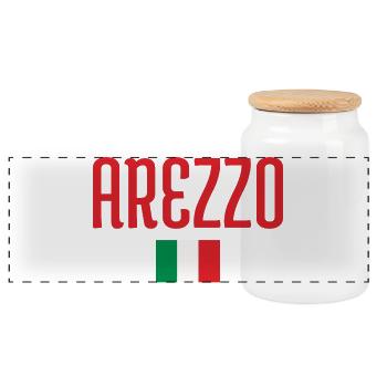 Arezzo Italy Flag Design - Panoramic Cookie Jar with Wooden Lid - white - Front