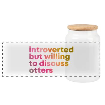 Otter - Panoramic Cookie Jar with Wooden Lid - white - Front