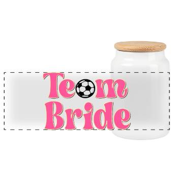 TEAM BRIDE PLAYING FOOTBALL - MARRIAGE - Panoramic Cookie Jar with Wooden Lid - white - Front