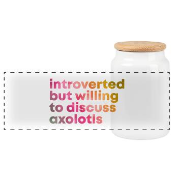 Axolotl - Panoramic Cookie Jar with Wooden Lid - white - Front