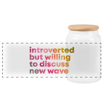 New Wave - Panoramic Cookie Jar with Wooden Lid - white - Front