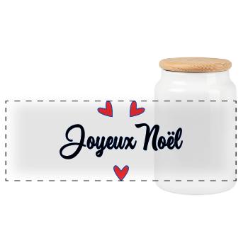 NOËL. JOYEUX NOËL. MERRY CHRISTMAS - Boîte à biscuits avec couvercle en bois - blanc - Devant