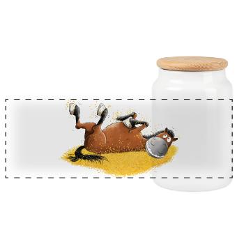 Drôle de cheval roulePour les chevaux frende - Boîte à biscuits avec couvercle en bois - blanc - Devant