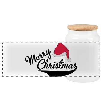 merry Christmas - Panorama Keksdose mit Holzdeckel - Weiß - Vorne