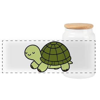 Turtle - Panoramic Cookie Jar with Wooden Lid - white - Front
