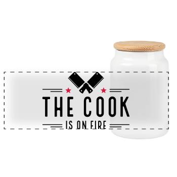 Fun gifts for men who love to cook - Panoramic Cookie Jar with Wooden Lid - white - Front
