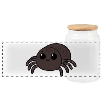 Spider Tarantula - Panoramic Cookie Jar with Wooden Lid - white - Front