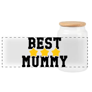 Meilleure Maman - Fête des Mères - Boîte à biscuits avec couvercle en bois - blanc - Devant