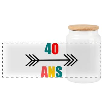 40. 40 ANS. 40e ANNIVERSAIRE. ANNIVERSAIRE 40 ANS. - Boîte à biscuits avec couvercle en bois - blanc - Devant